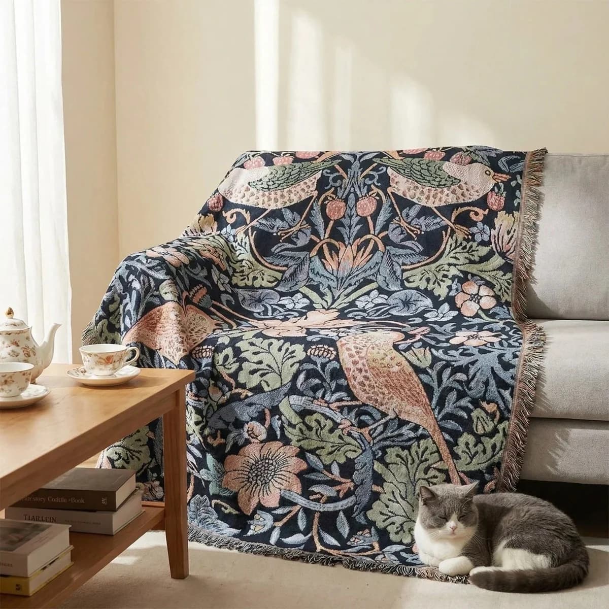 ผ้าคลุมโซฟา โพลีเอสเตอร์ผสม Cotton ขนาด 130x160 ซม.