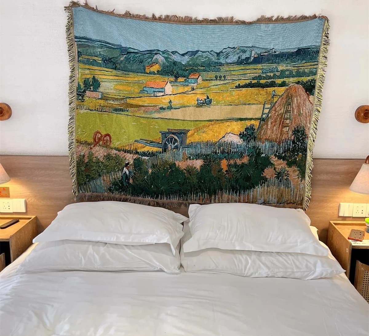 ผ้าห่มถักลายศิลปะ Van Gogh สำหรับตกแต่งโซฟา